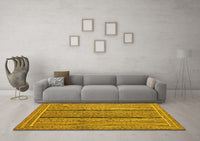 Machine Washable Abstract Yellow Contemporary Rug, wshcon1065yw