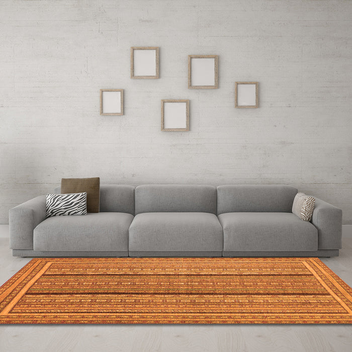 Machine Washable Abstract Orange Contemporary Area Rugs in a Living Room, wshcon1065org