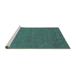 Sideview of Machine Washable Abstract Turquoise Contemporary Area Rugs, wshcon1066turq