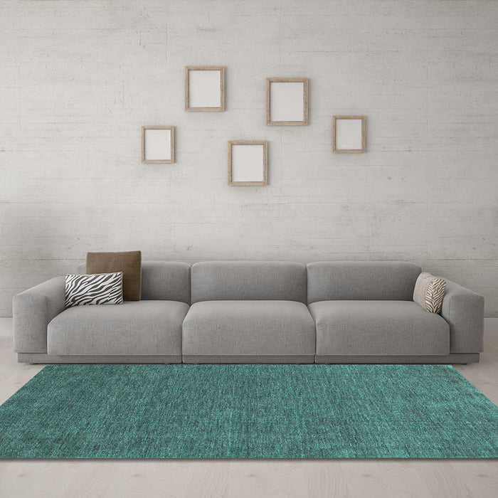 Machine Washable Abstract Turquoise Contemporary Area Rugs in a Living Room,, wshcon1066turq