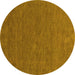 Round Machine Washable Abstract Yellow Contemporary Rug, wshcon1066yw