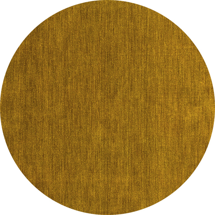 Round Abstract Yellow Contemporary Rug, con1066yw