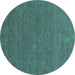 Round Abstract Turquoise Contemporary Rug, con1066turq