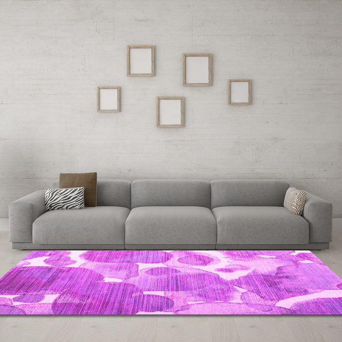 Machine Washable Abstract Pink Contemporary Rug in a Living Room, wshcon1067pnk