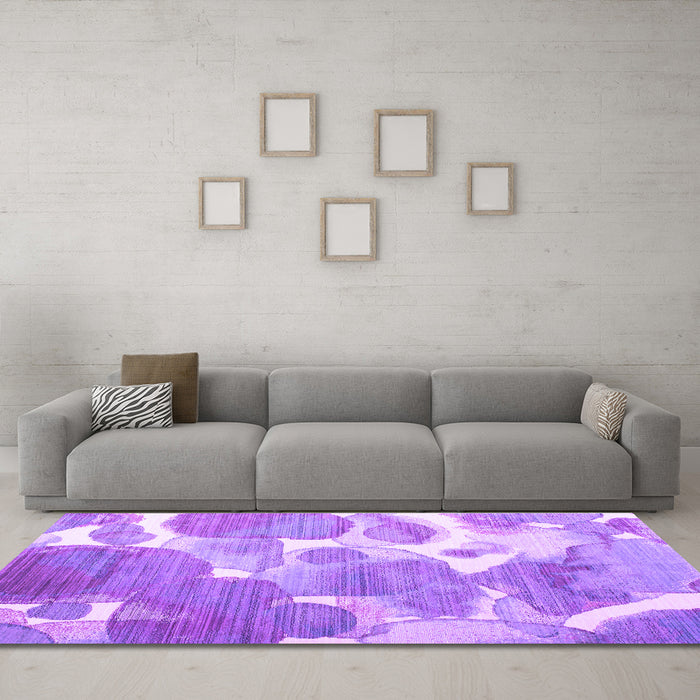 Machine Washable Abstract Purple Contemporary Area Rugs in a Living Room, wshcon1067pur