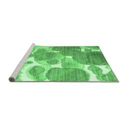 Sideview of Machine Washable Abstract Emerald Green Contemporary Area Rugs, wshcon1067emgrn