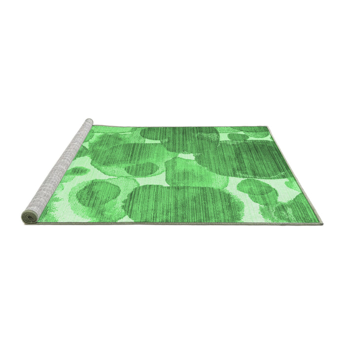 Sideview of Machine Washable Abstract Emerald Green Contemporary Area Rugs, wshcon1067emgrn