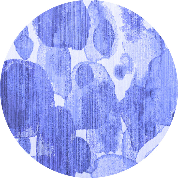 Round Machine Washable Abstract Blue Contemporary Rug, wshcon1067blu
