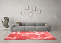 Machine Washable Abstract Red Contemporary Rug, wshcon1067red