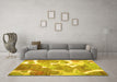 Machine Washable Abstract Yellow Contemporary Rug in a Living Room, wshcon1067yw