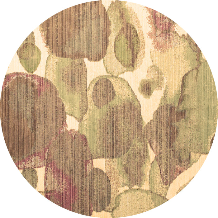 Round Machine Washable Abstract Brown Contemporary Rug, wshcon1067brn