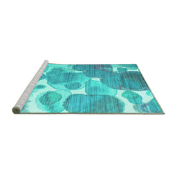Sideview of Machine Washable Abstract Turquoise Contemporary Area Rugs, wshcon1067turq
