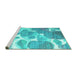 Sideview of Machine Washable Abstract Turquoise Contemporary Area Rugs, wshcon1067turq