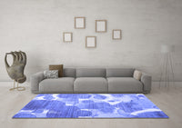 Machine Washable Abstract Blue Contemporary Rug, wshcon1067blu