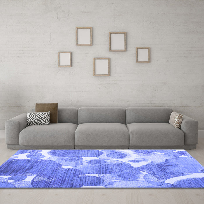 Machine Washable Abstract Blue Contemporary Rug in a Living Room, wshcon1067blu