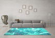 Machine Washable Abstract Turquoise Contemporary Area Rugs in a Living Room,, wshcon1067turq