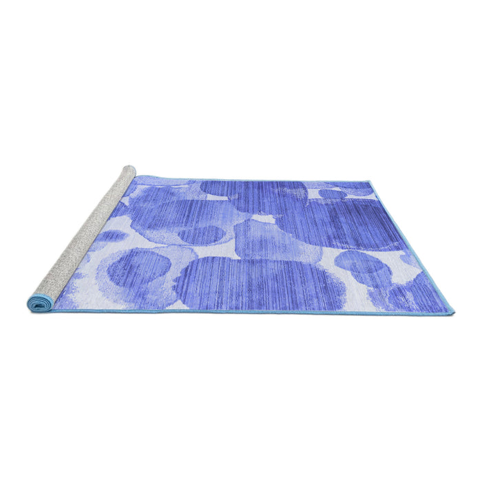 Sideview of Machine Washable Abstract Blue Contemporary Rug, wshcon1067blu