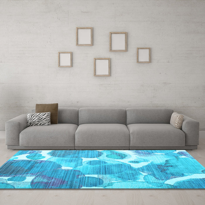 Machine Washable Abstract Light Blue Contemporary Rug in a Living Room, wshcon1067lblu