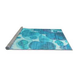 Sideview of Machine Washable Abstract Light Blue Contemporary Rug, wshcon1067lblu