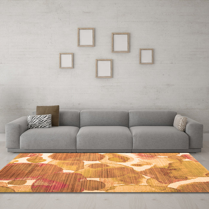 Machine Washable Abstract Orange Contemporary Area Rugs in a Living Room, wshcon1067org