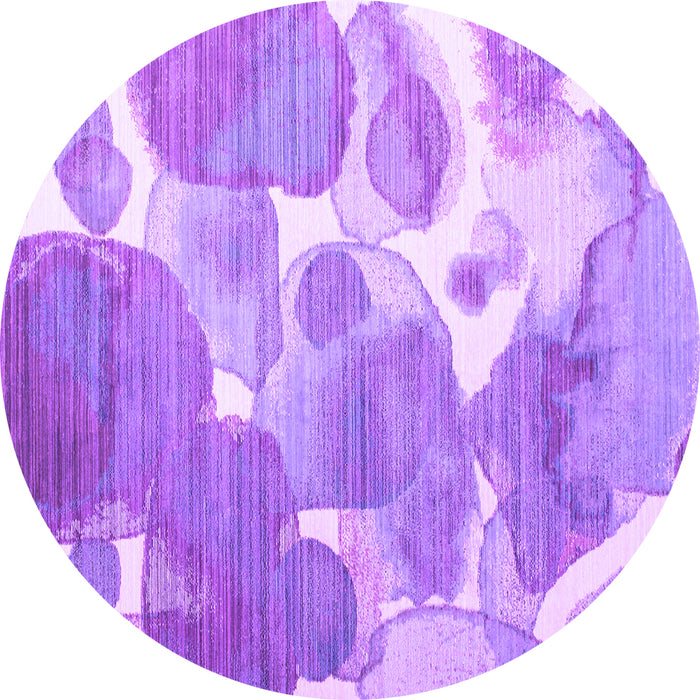 Round Machine Washable Abstract Purple Contemporary Area Rugs, wshcon1067pur