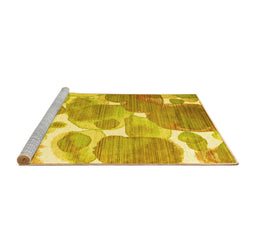Sideview of Machine Washable Abstract Yellow Contemporary Rug, wshcon1067yw