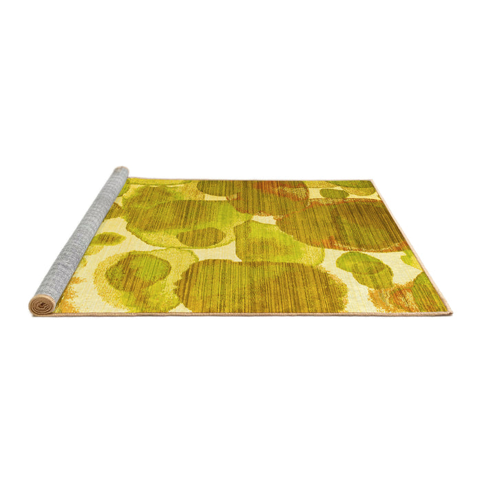 Sideview of Machine Washable Abstract Yellow Contemporary Rug, wshcon1067yw