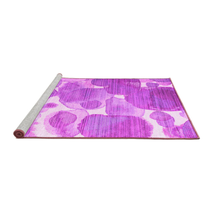 Sideview of Machine Washable Abstract Pink Contemporary Rug, wshcon1067pnk