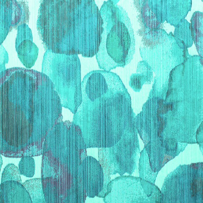 Square Machine Washable Abstract Turquoise Contemporary Area Rugs, wshcon1067turq