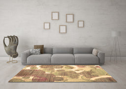 Machine Washable Abstract Brown Contemporary Rug in a Living Room,, wshcon1067brn