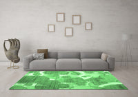 Machine Washable Abstract Emerald Green Contemporary Rug, wshcon1067emgrn