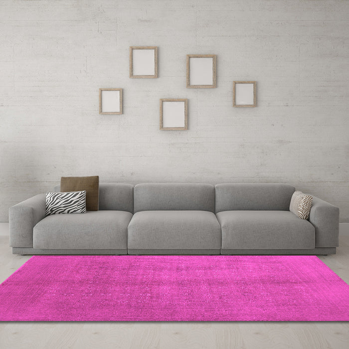Machine Washable Abstract Pink Contemporary Rug in a Living Room, wshcon1068pnk