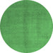 Round Abstract Emerald Green Contemporary Rug, con1068emgrn