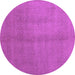 Round Machine Washable Abstract Purple Contemporary Area Rugs, wshcon1068pur