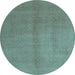 Round Machine Washable Abstract Light Blue Contemporary Rug, wshcon1068lblu