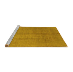 Sideview of Machine Washable Abstract Yellow Contemporary Rug, wshcon1068yw