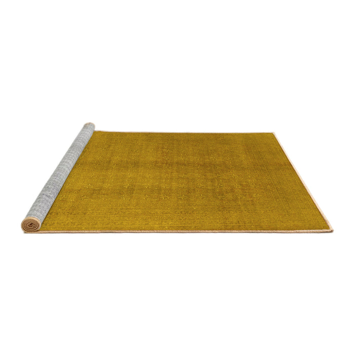 Sideview of Machine Washable Abstract Yellow Contemporary Rug, wshcon1068yw