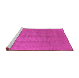 Sideview of Machine Washable Abstract Pink Contemporary Rug, wshcon1068pnk