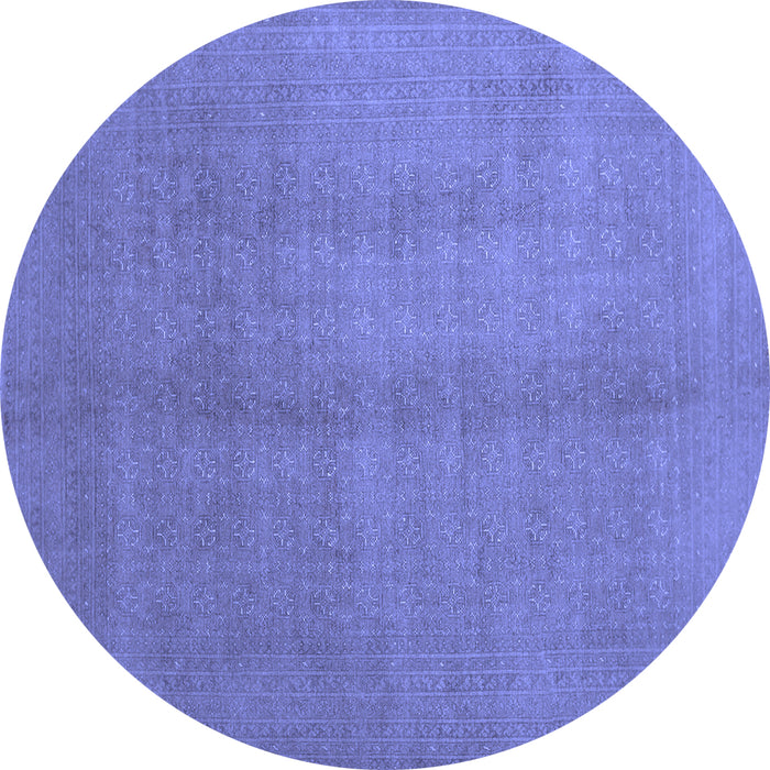 Round Abstract Blue Contemporary Rug, con1068blu