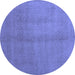 Round Abstract Blue Contemporary Rug, con1068blu