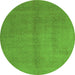 Square Abstract Green Contemporary Rug, con1068grn