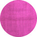 Round Abstract Pink Contemporary Rug, con1068pnk