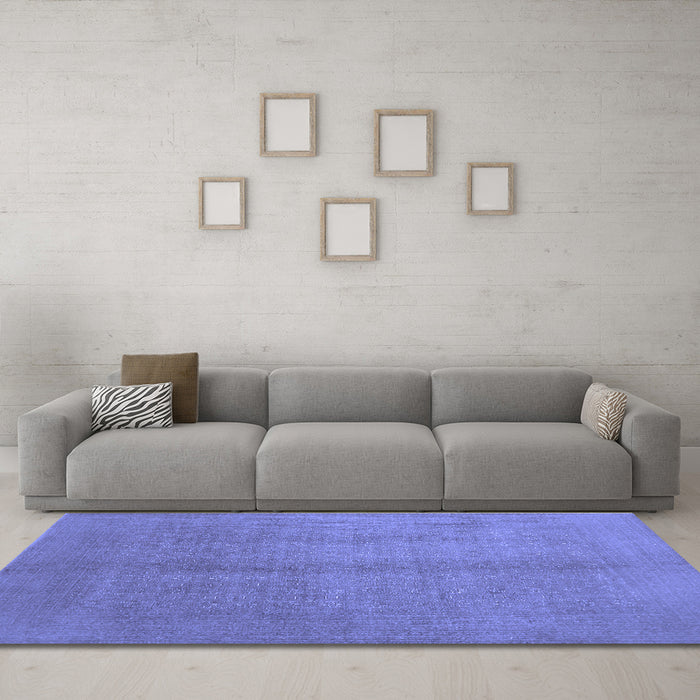 Machine Washable Abstract Blue Contemporary Rug in a Living Room, wshcon1068blu