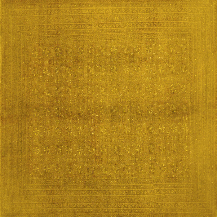 Square Machine Washable Abstract Yellow Contemporary Rug, wshcon1068yw