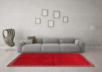 Machine Washable Abstract Red Contemporary Rug, wshcon1069red