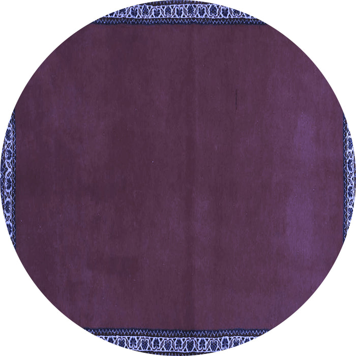 Round Abstract Blue Contemporary Rug, con1069blu