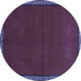 Round Abstract Blue Contemporary Rug, con1069blu