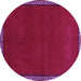 Round Abstract Purple Contemporary Rug, con1069pur