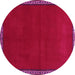 Round Abstract Pink Contemporary Rug, con1069pnk