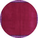 Round Machine Washable Abstract Purple Contemporary Area Rugs, wshcon1069pur